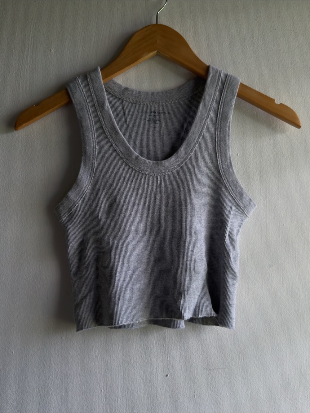 Brandy Melville Heather Gray Ribbed Crop Tank Top One Size